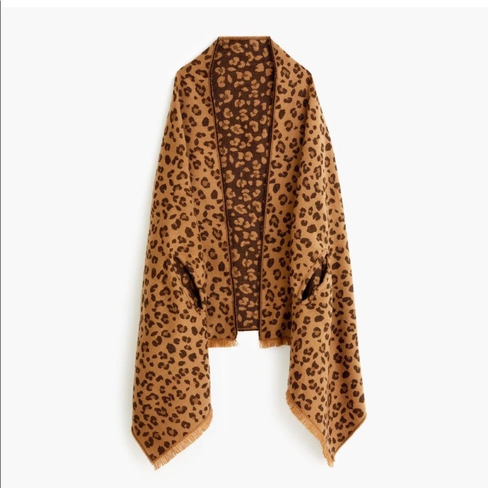JCrew brown leopard print blanket scarf one sz